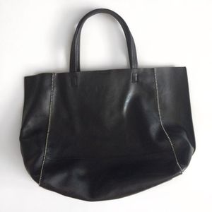 Express Faux Leather Black Tote w Adjustable Strap